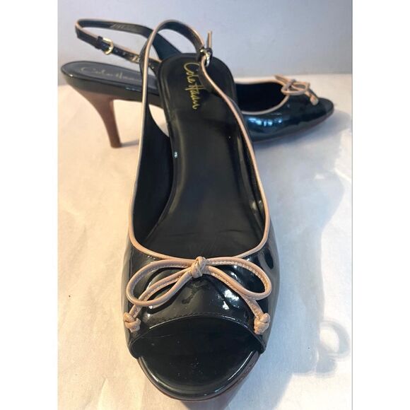 Cole Haan Air Talia Otbow black patent women's size 10.5 Medium peep toe shoe - Picture 4 of 11